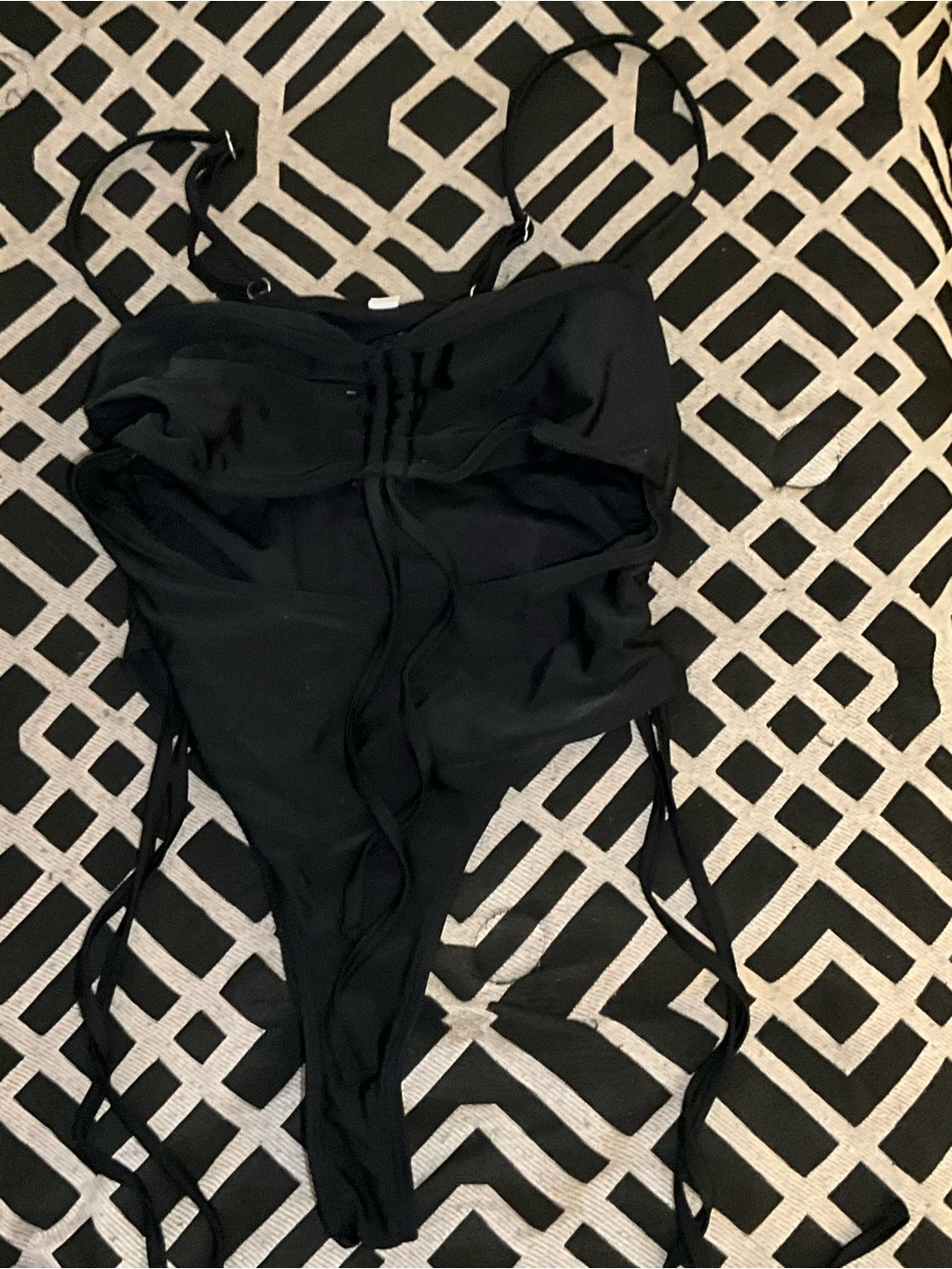 Black One-Piece Swimsuit with Side Ties size small
